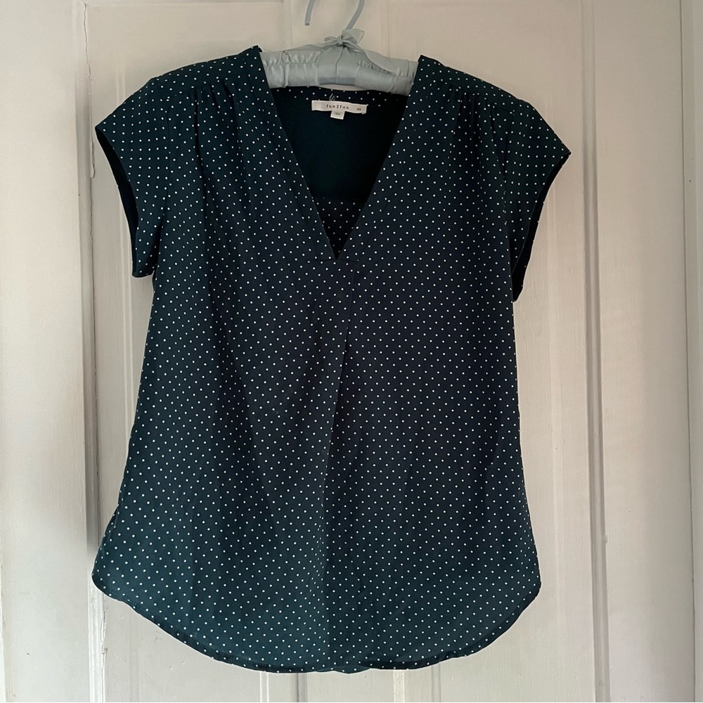 Fun2fun Short sleeve shirt green with polka dots